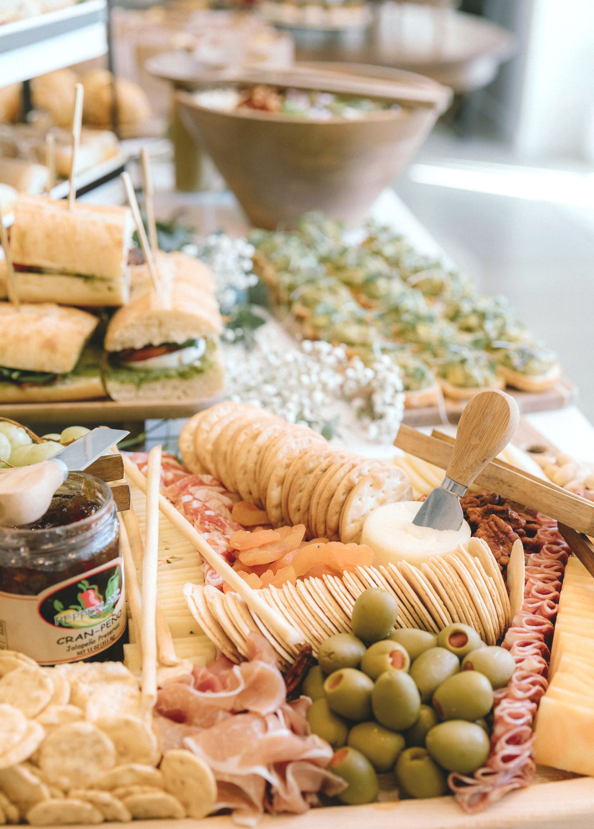 charcuterie table with sammys