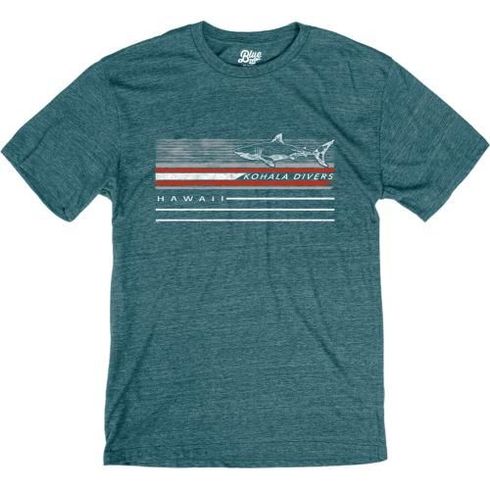 A hawaiian t-shirt with a shark on it