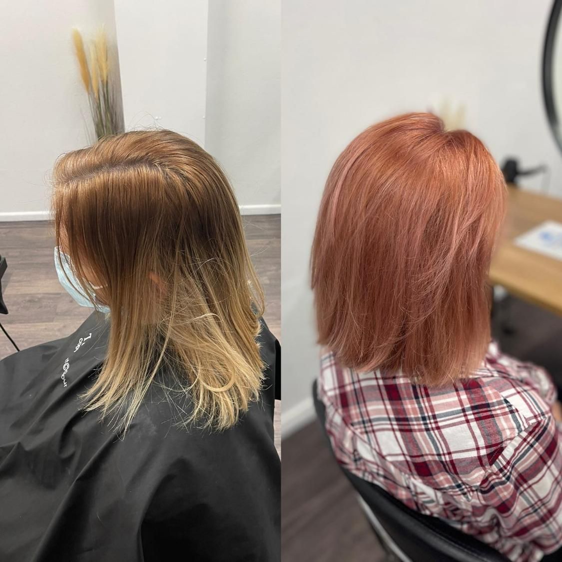 A Before and After Photo of A Woman Getting Her Hair Dyed — Main Hair Design in Armidale, NSW