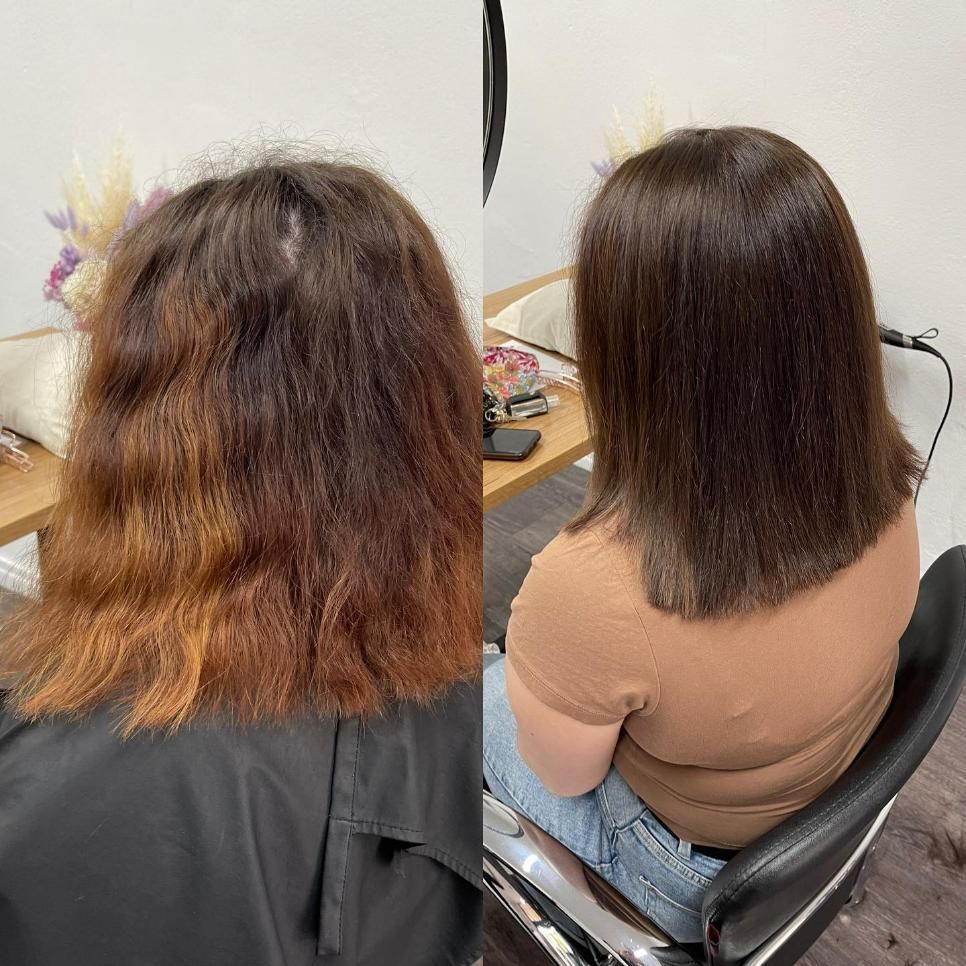 A Before and After Photo of A Woman's Hair — Main Hair Design in Armidale, NSW