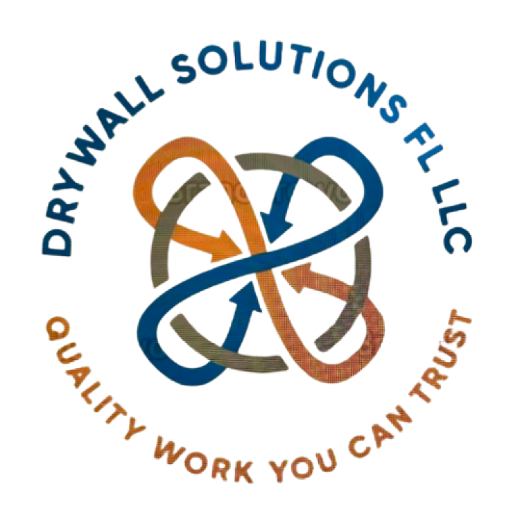 A logo for drywall solutions fl llc says quality work you can trust