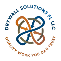 A logo for drywall solutions fl llc says quality work you can trust