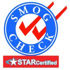 Smog check seal: blue circle with 