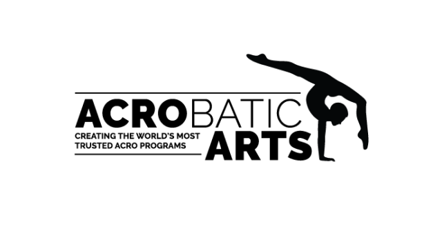 The acrobatic arts logo shows a gymnast doing a handstand.