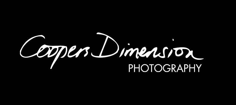 The logo for cooper dimension photography is written in white on a black background.