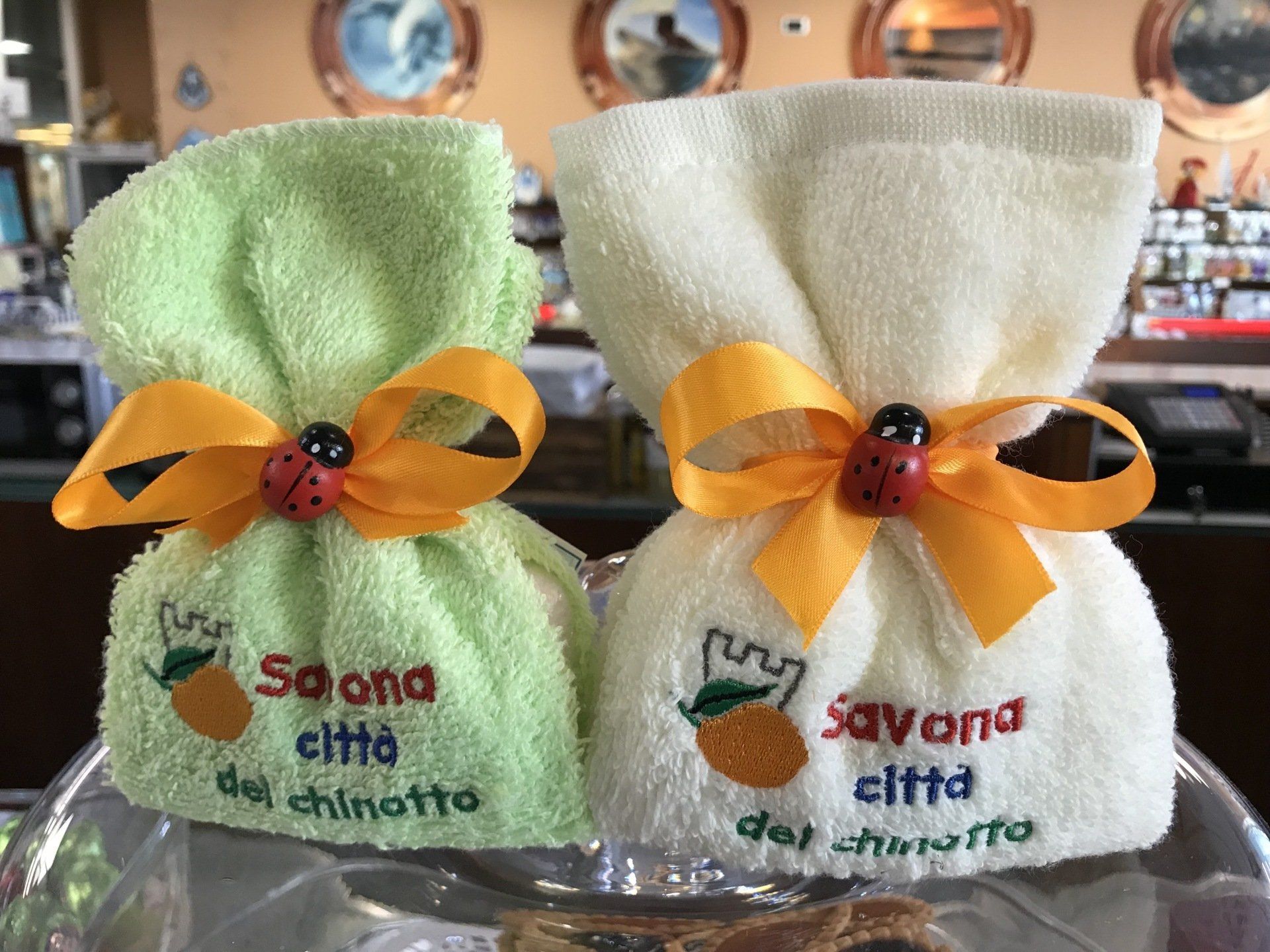 sapona chinotto con lavette ricamo