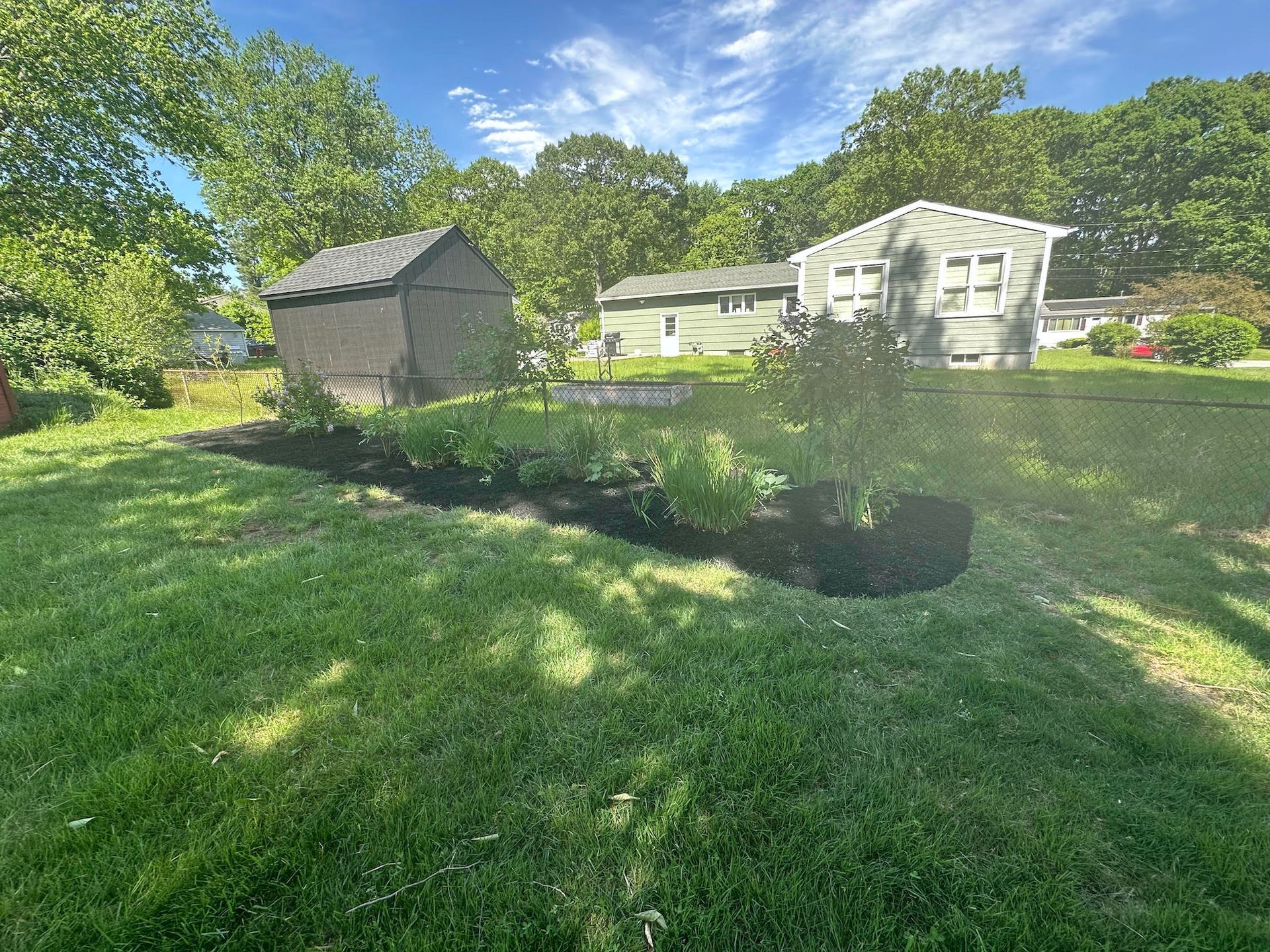 new mulch installation in flowerbed