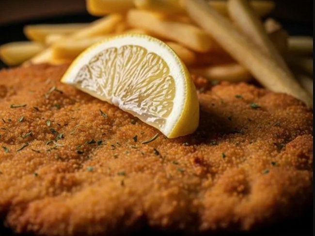 Schnitzel Wiener Art mit Pommes frites