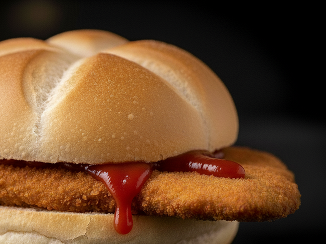 Schnitzelsemmel mit Ketchup
