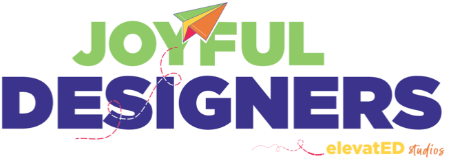 A logo for joyful designers with a paper airplane on it