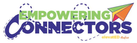 A logo for empowering connectors with a paper airplane on it