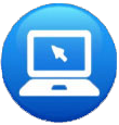 An icon of a laptop computer with an arrow pointing to the screen.