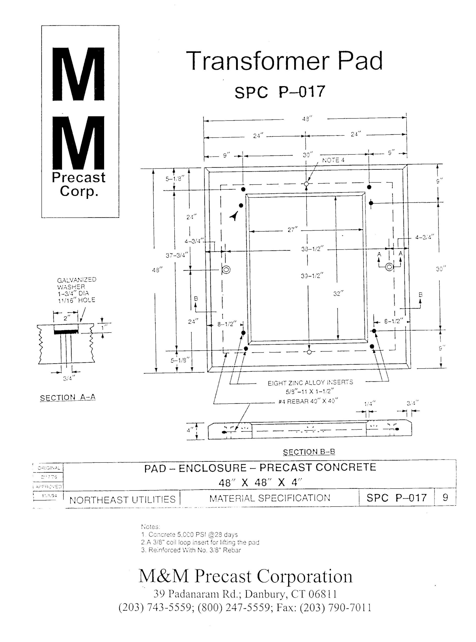 Transformer Pad 2 — Danbury, CT — M & M Precast Corp.