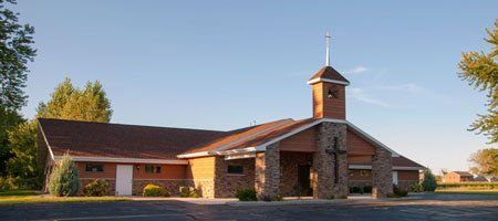 Exterior of Messiah Photo of the church exterior at sunset