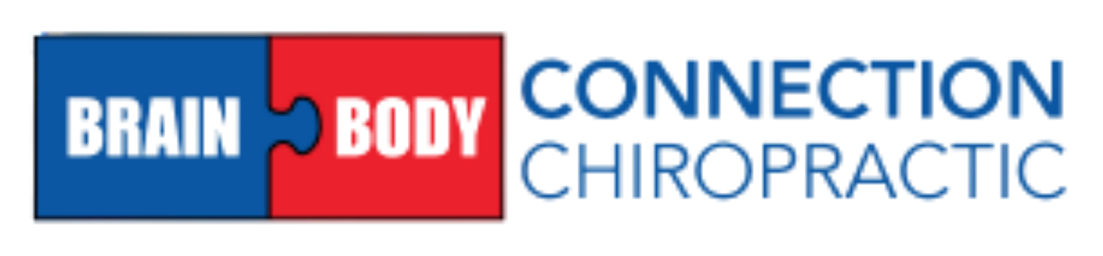 A logo with a blue and red puzzle piece connecting