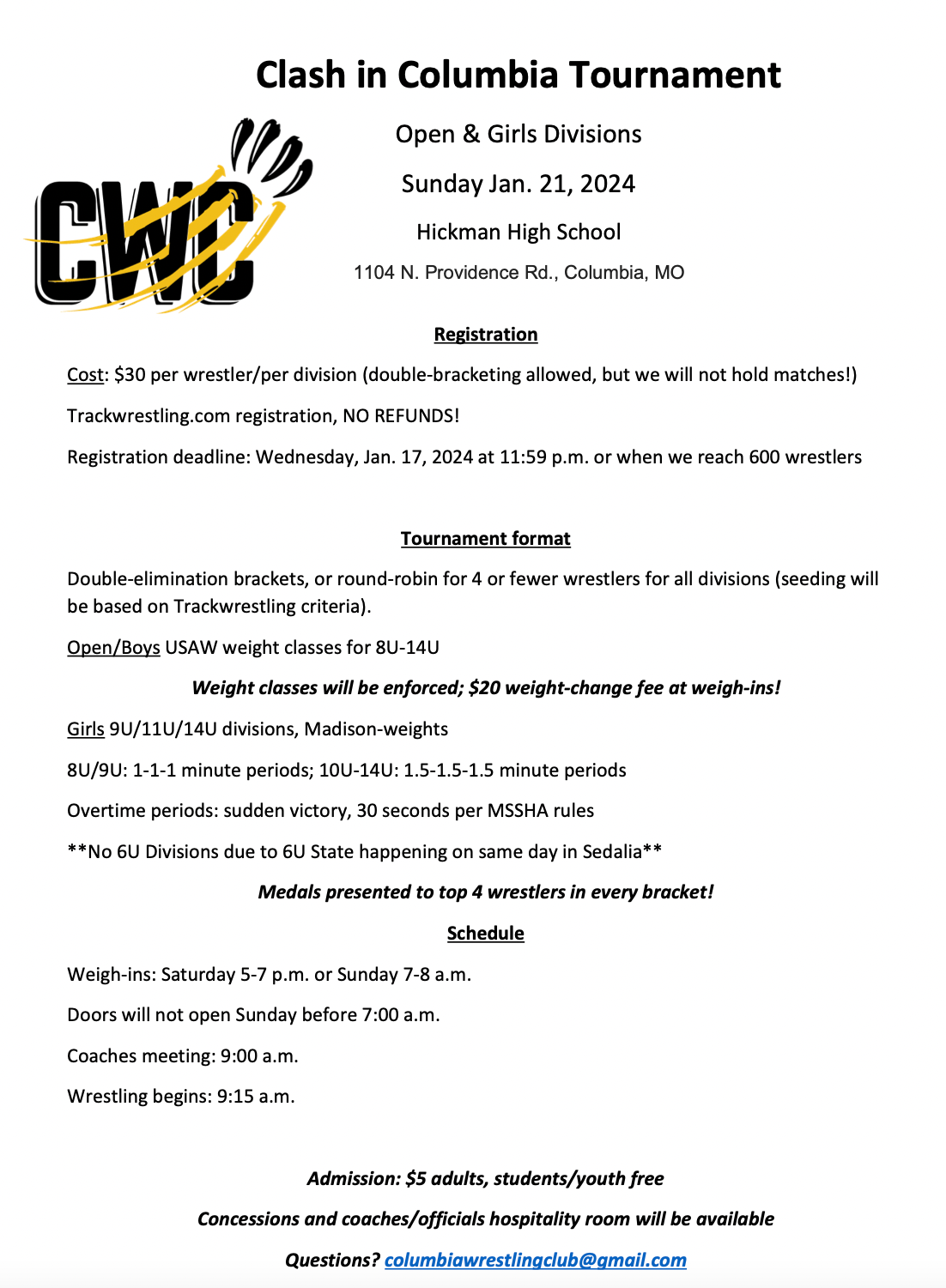 REGISTER PALMYRA YOUTH WRESTLING CLUB PALMYRA, MO