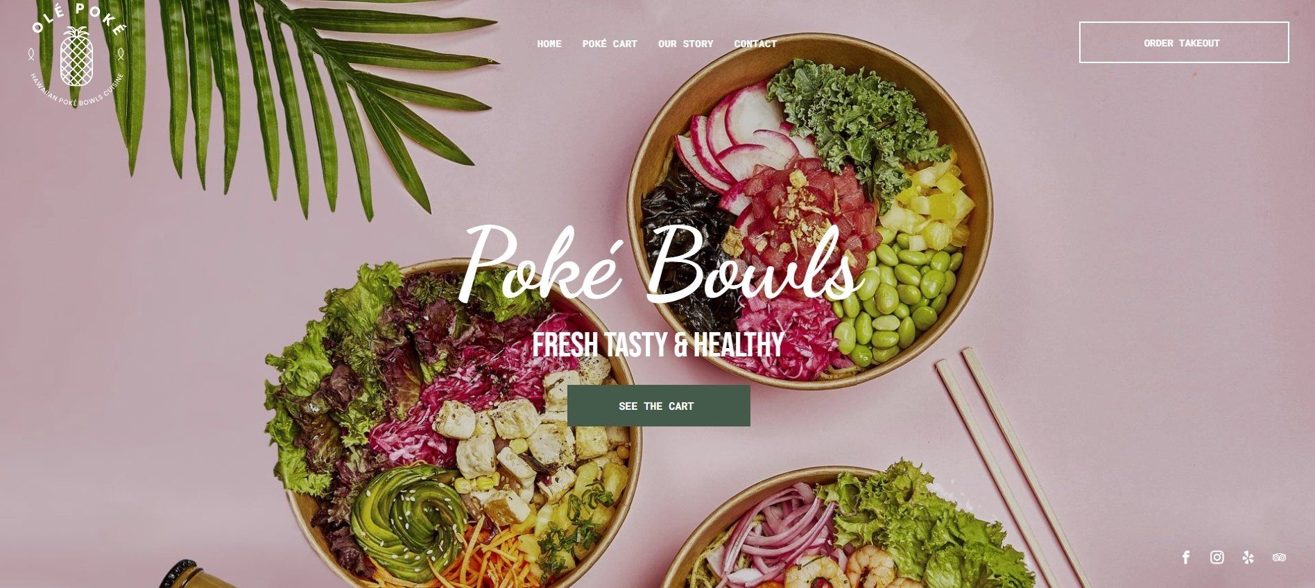 Een screenshot van een website voor poke bowls.