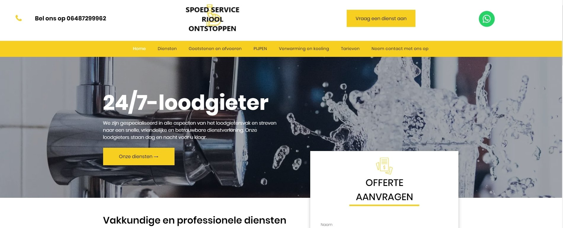 Een screenshot van een website waarop 24/7-loodglator staat.