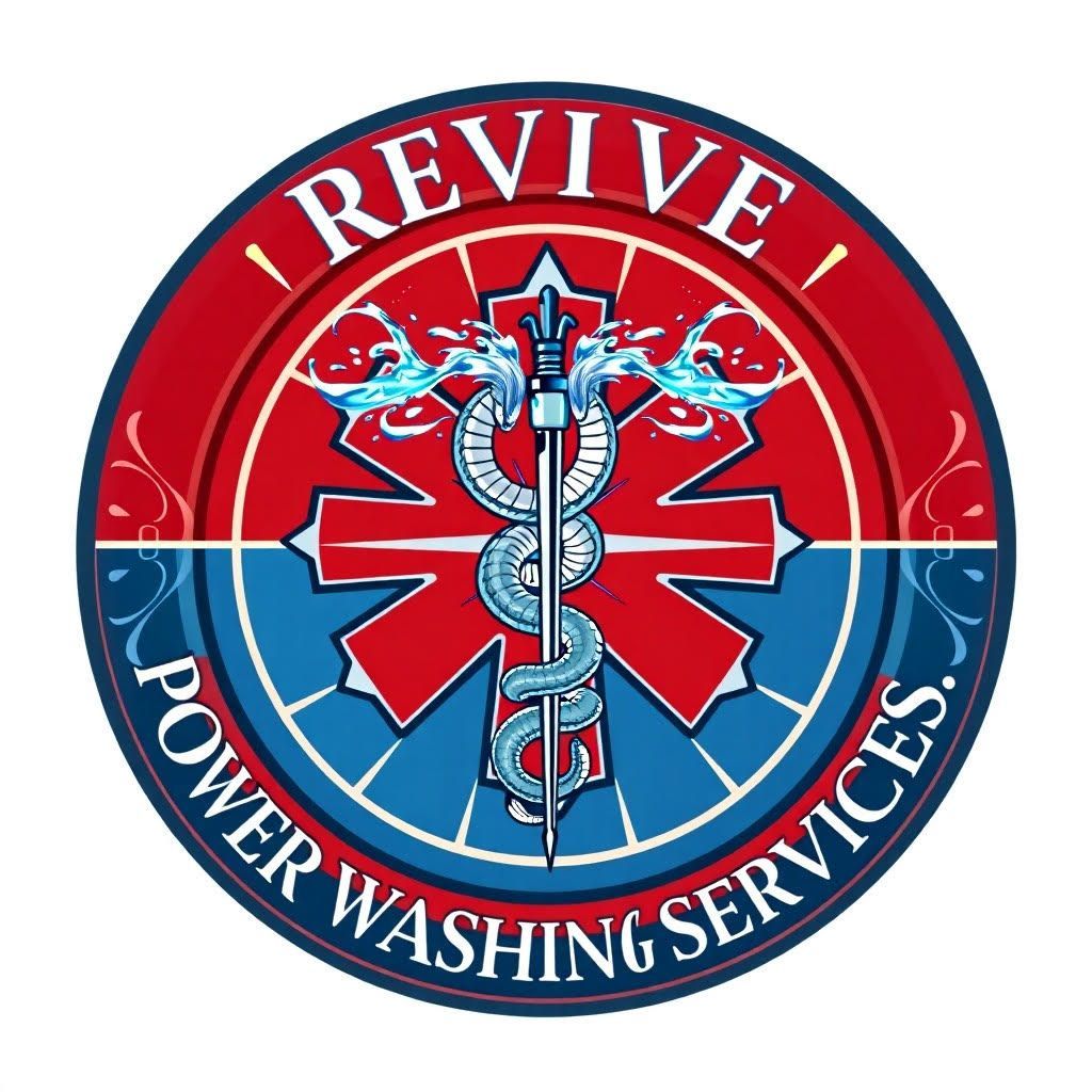 A logo for a company called revive power washing services