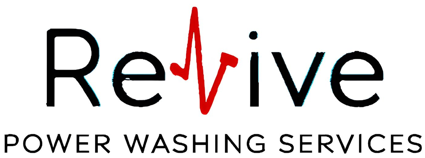 Logo for Revive Power Washing Services with a medical star, caduceus, and water details.