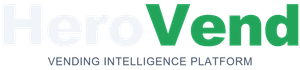 HeroVend logo: "Hero" in light grey and "Vend" in green, with the text "VENDING INTELLIGENCE PLATFORM" below.