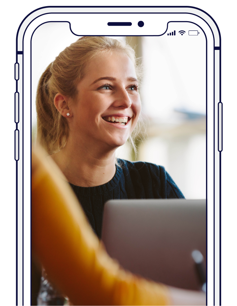 Two game pieces (yellow, blue) against yellow background, seen on a phone screen.