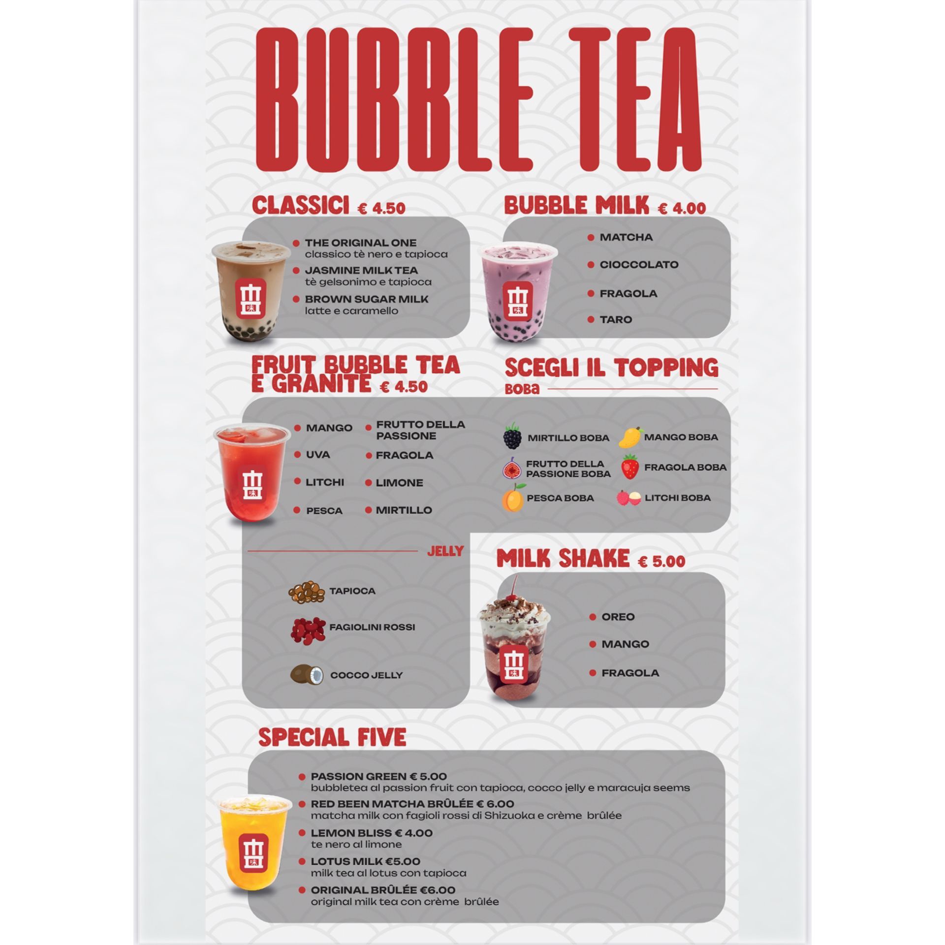 listino bubble tea