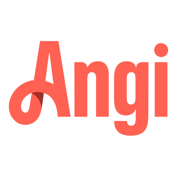 Angi logo: coral text on white background.