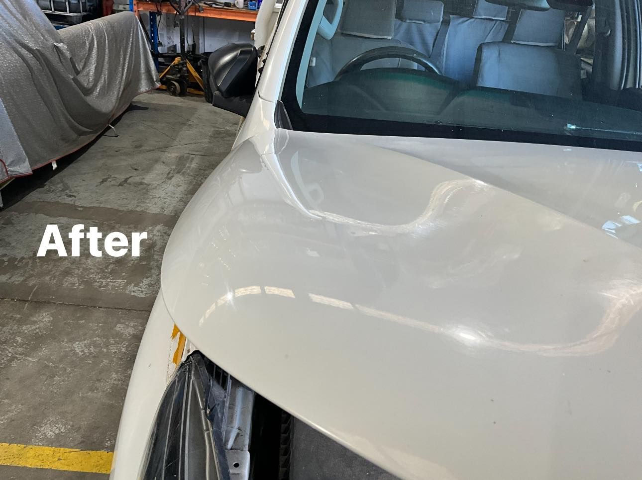 White Car Hood After — Professional Dent Repair in Buderim, QLD