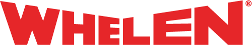 A red logo for whelen on a white background