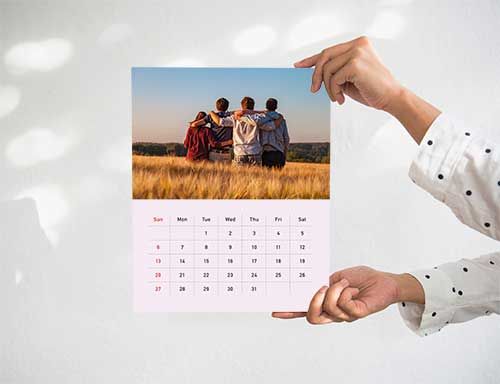 Photo Calendar image, lady holding up calendar