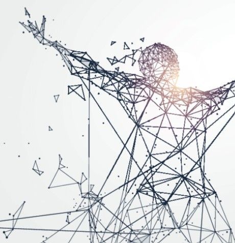 A drawing of a man with his arms outstretched