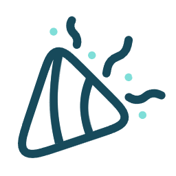 Party popper exploding with colorful confetti streamers.