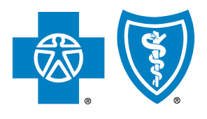 A blue cross and a blue shield with a caduceus on it
