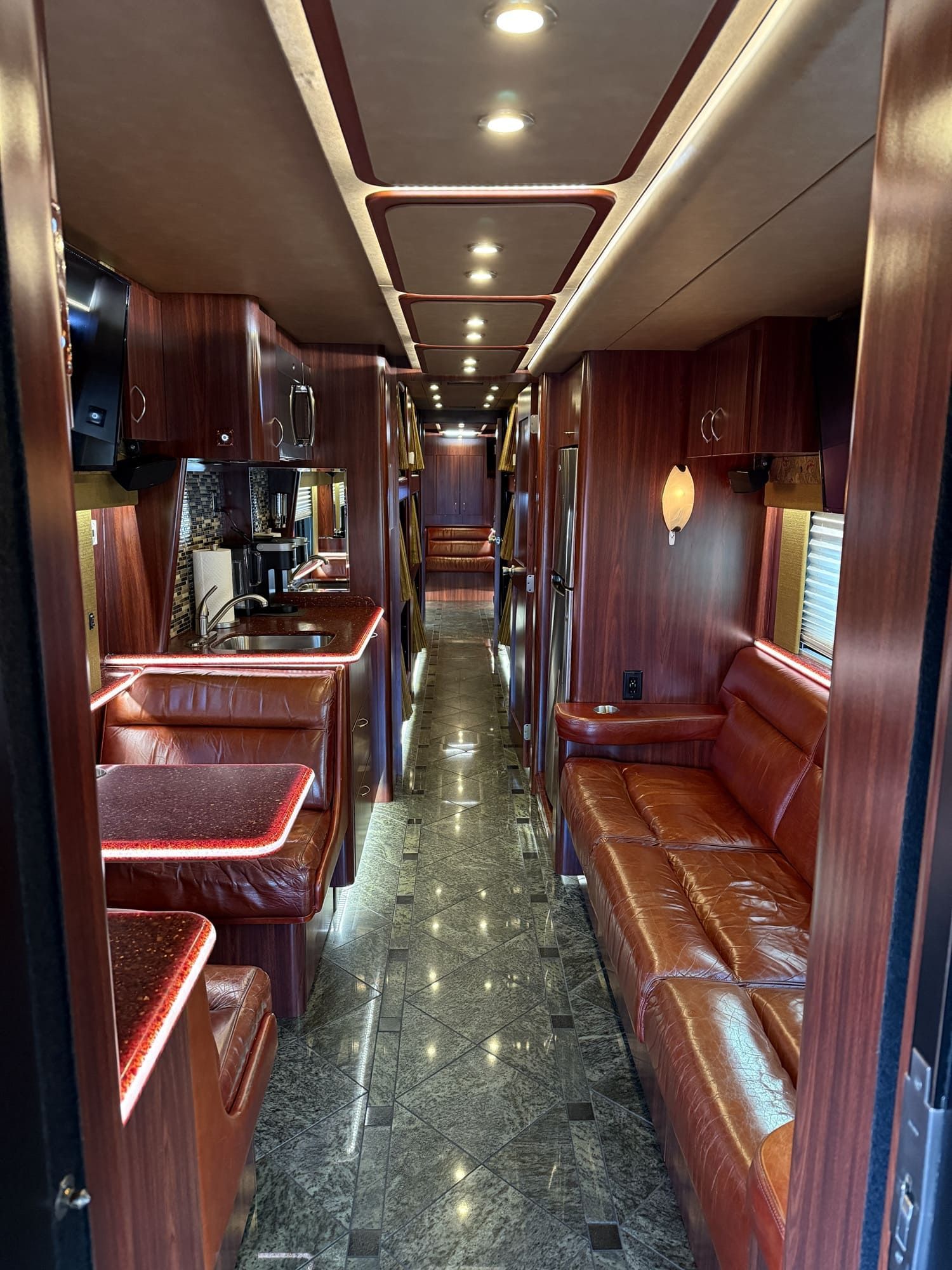 Entertainment center with flat-screen TV, DVD player, stereo, and satellite system