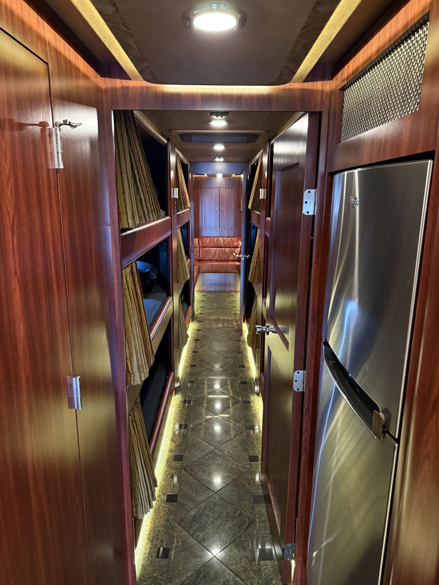 Comfortable bunk setup inside Coach 15, sleeps up to 12 passengers