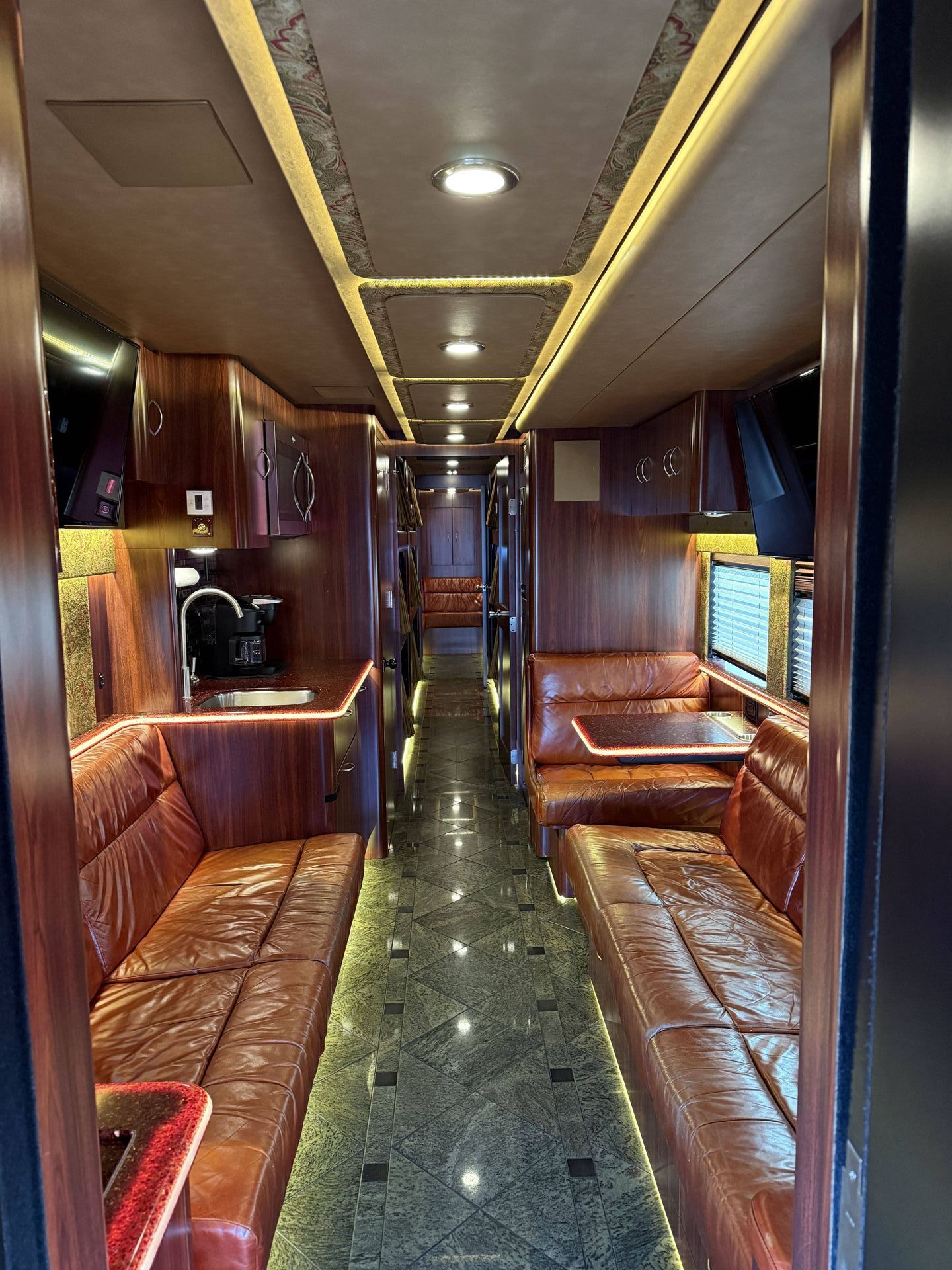 Comfortable bunk setup inside Coach 15, sleeps up to 12 passengers