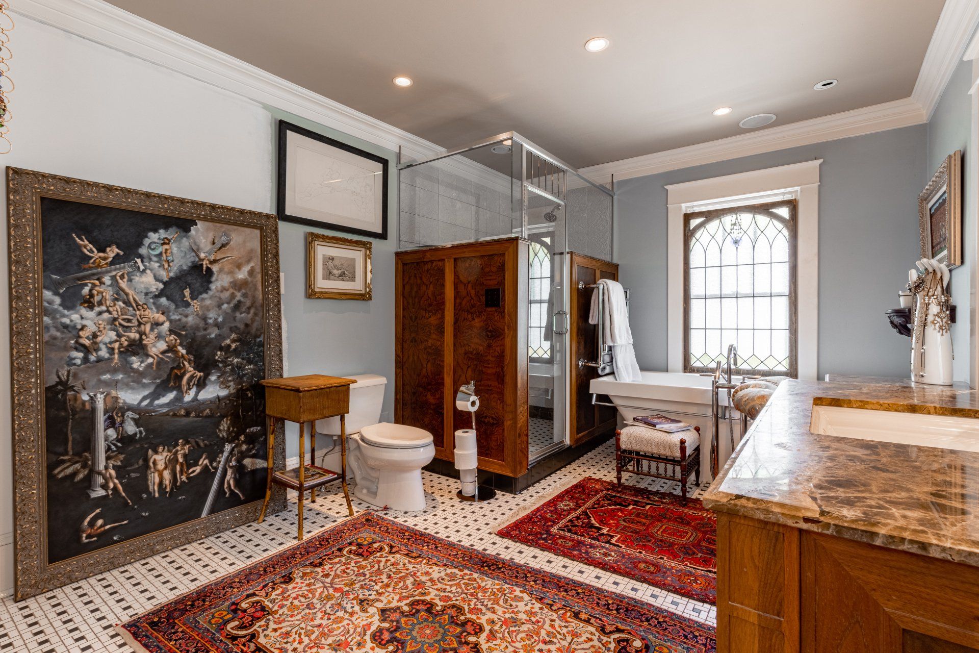 Luxury carpets in bathroom interior design