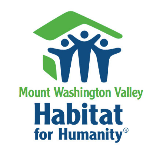 Mount Washington Valley Habitat for Humanity logo with green roof and blue figures