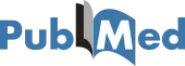 Λογότυπο PubMed σε μπλε χρώμα με μαύρη κάθετη γραμμή και εικονίδιο ανοιχτού βιβλίου στο κέντρο