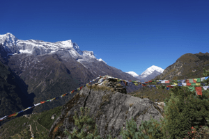 Namche Bazar prayer flag view Everest base camp trek