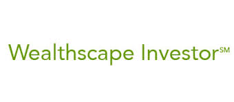 The logo for wealthscape investor is green and white.