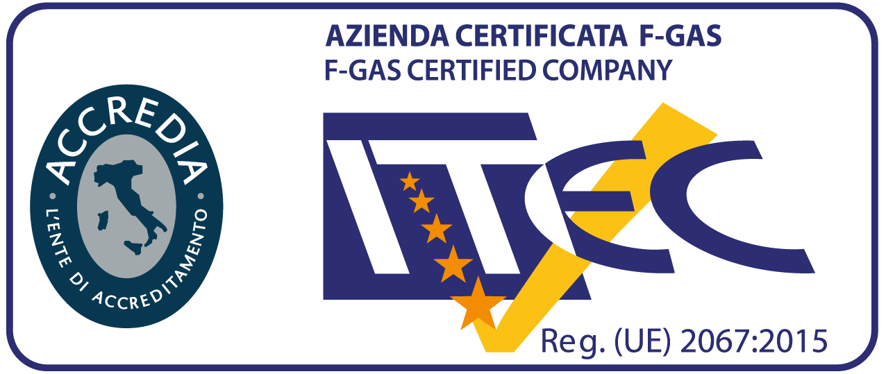 A logo for azienda certificata f-gas f-gas certified company