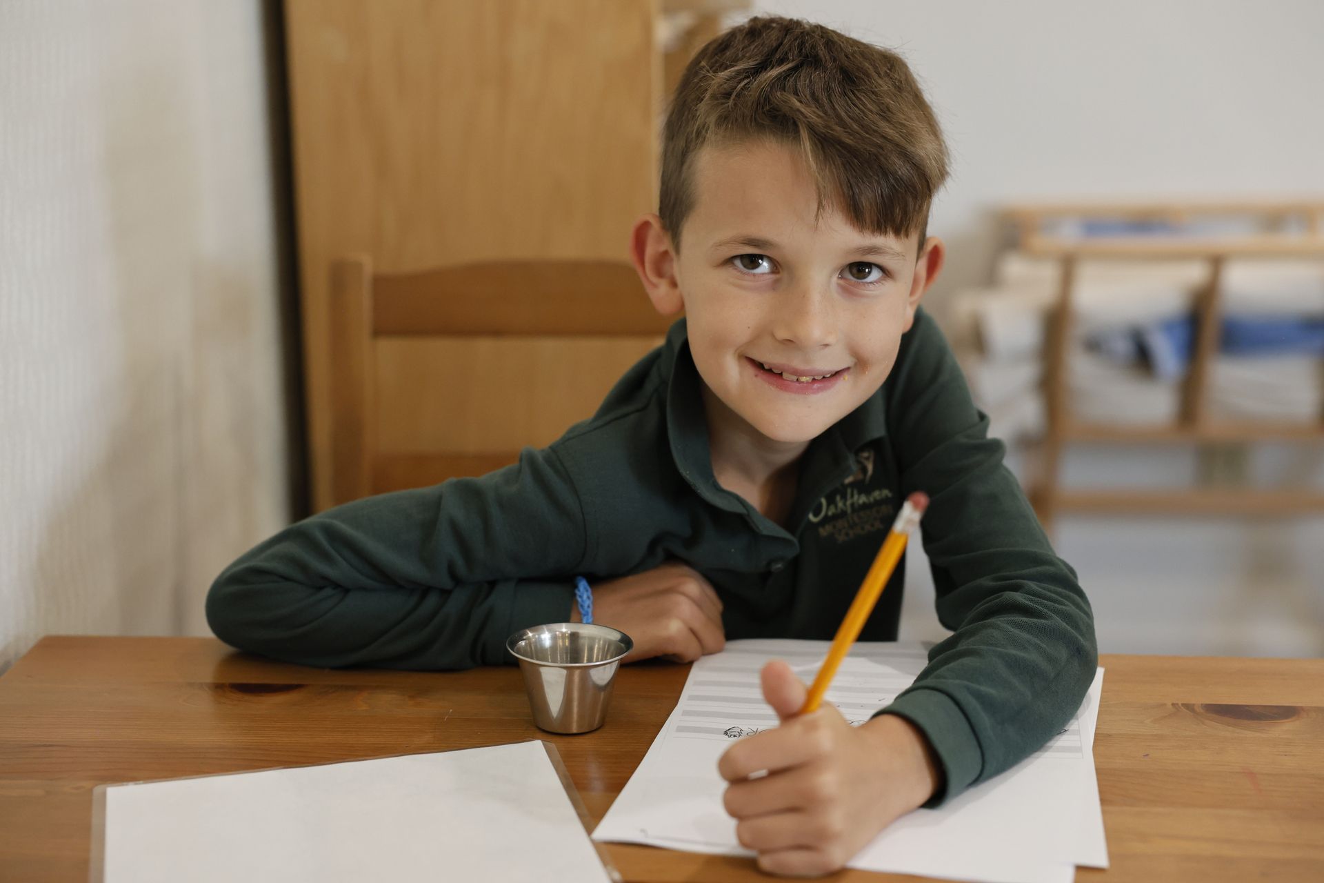 Montessori child working in the classroom