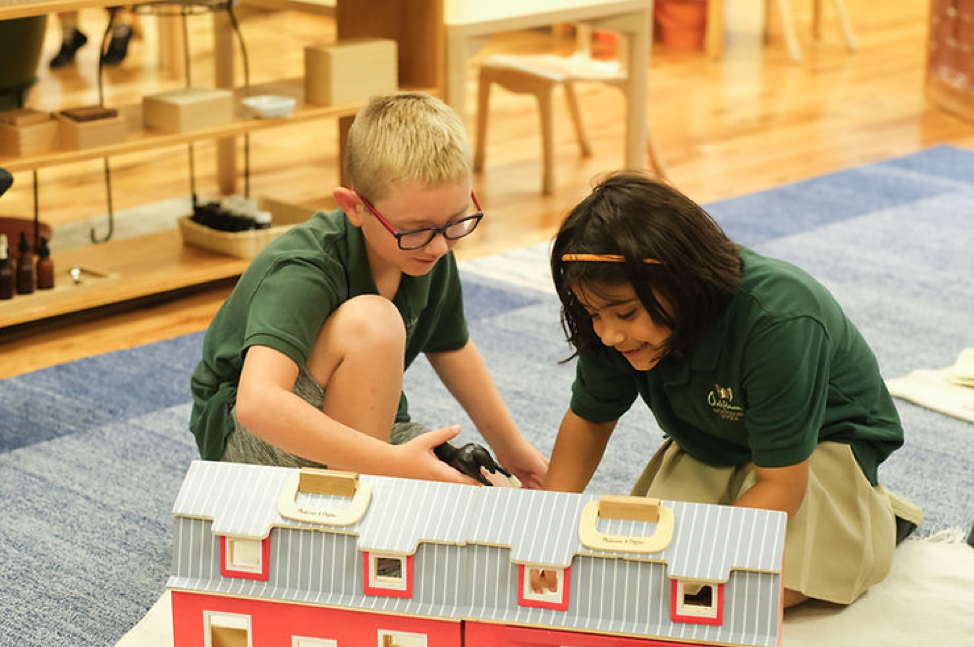 Montessori children engaged in work