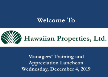 Managers Training Handout – Honolulu, HI – Hawaiian Properties