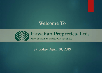 Mini Seminar - Board Orientation Handout – Honolulu, HI – Hawaiian Properties
