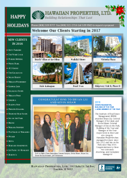 December 2016 Industry Publication Ads – Honolulu, HI – Hawaiian Properties