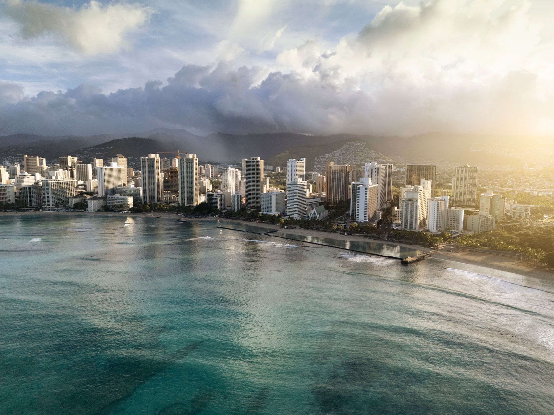 Aerial view of the city of Honolulu on the island of Oahu, Hawaii. Aerial view of the city of Honolulu on the island of Oahu, Hawaii.