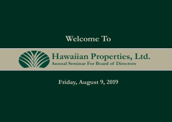2019 BOD Seminar Presentation Handout – Honolulu, HI – Hawaiian Properties